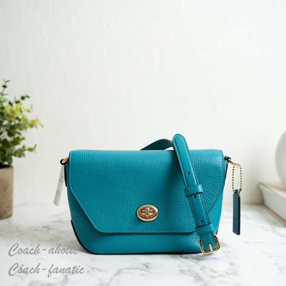NWT Coach C2815 Karlee Crossbody Bag Pebble Leather in Teal - Picture 1 of 9